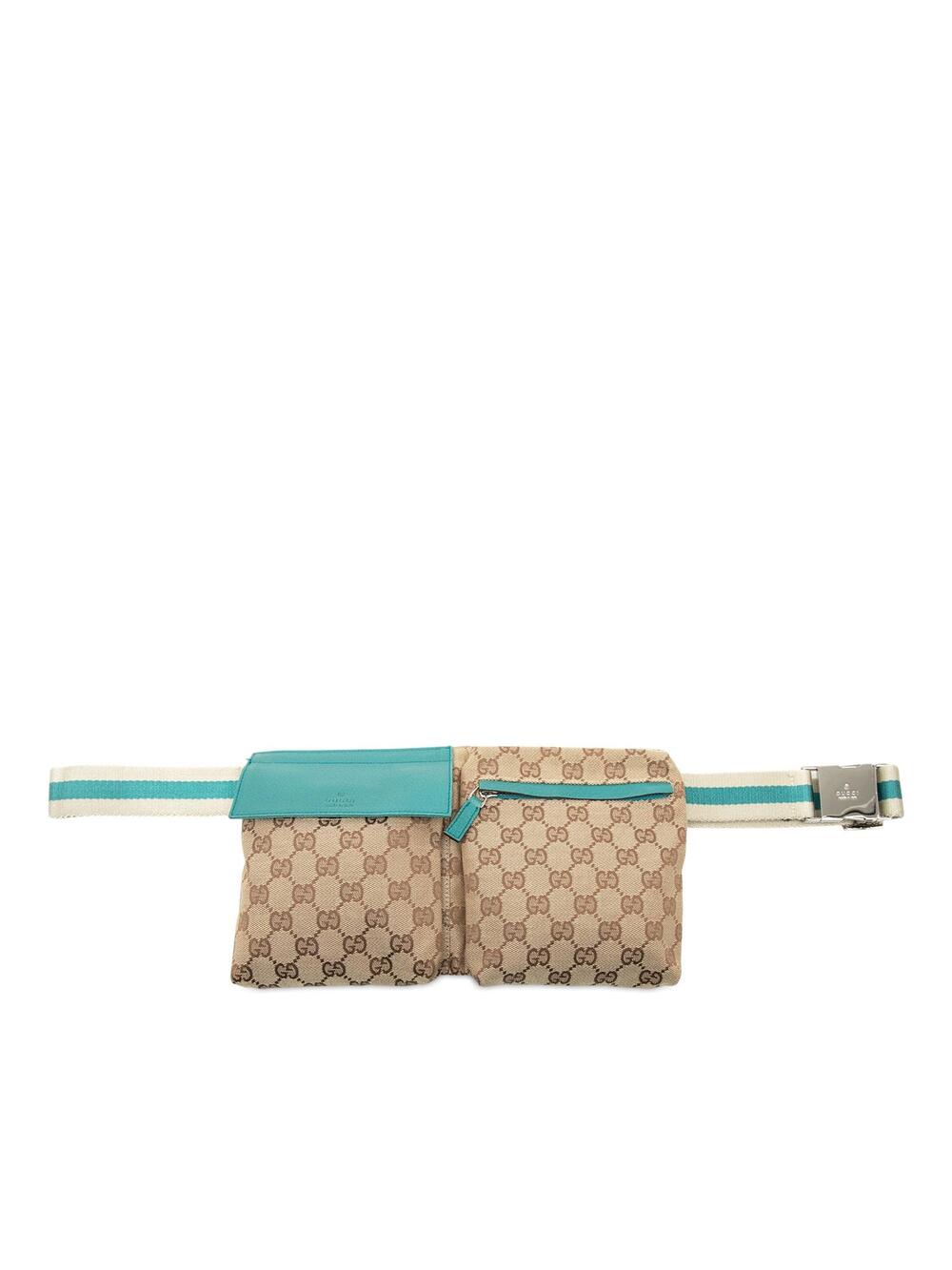 Gucci Gg Canvas Web Double Pocket Belt #349159G54B